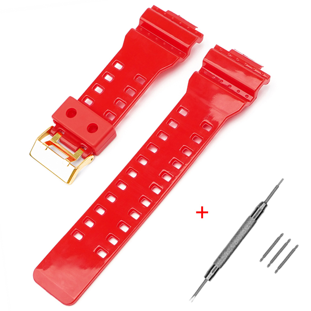 Купити Ремінець для Casio G-Shock GA-100/110/120 Red-Glossy GD, червоний полімерний браслет