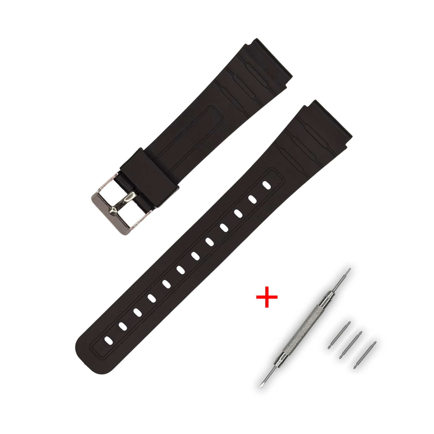 Купити Ремінець для Casio G-Shock C-type 16mm Black SI чорний полімерний 18.5 см