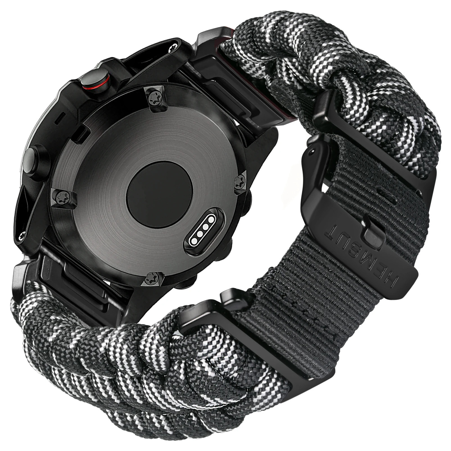 Ремінець для годинника Hemsut HGA145 Rugged Paracord Camo Grey 22 mm паракорд сірий камуфляж