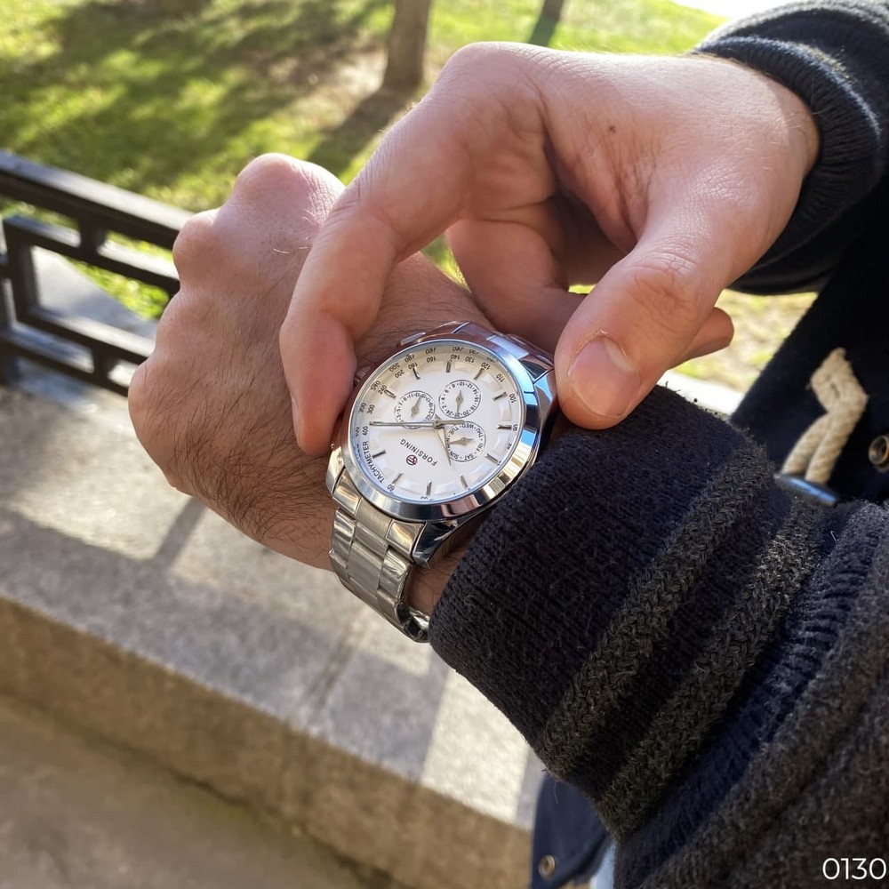 Купити Чоловічий механічний годинник Forsining 6917 Silver-White з автопідзаводом та календарем