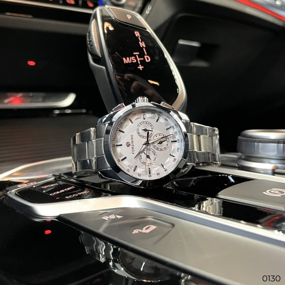 Купити Чоловічий механічний годинник Forsining 6917 Silver-White з автопідзаводом та календарем