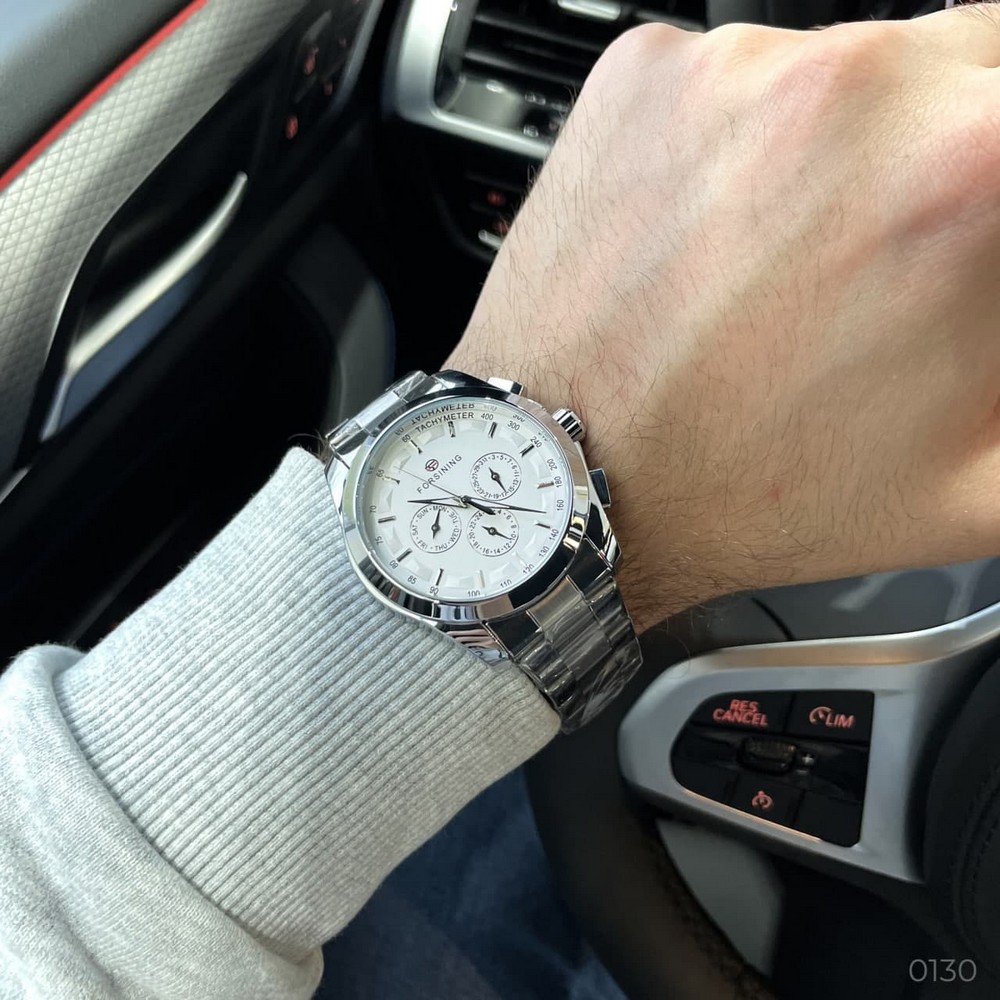 Купити Чоловічий механічний годинник Forsining 6917 Silver-White з автопідзаводом та календарем