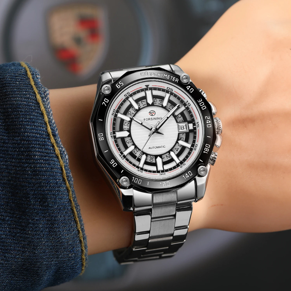 Купити Forsining 8279 Silver-Black-White