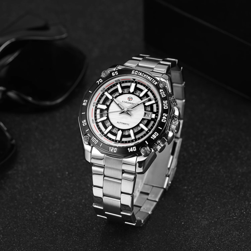 Купити Forsining 8279 Silver-Black-White