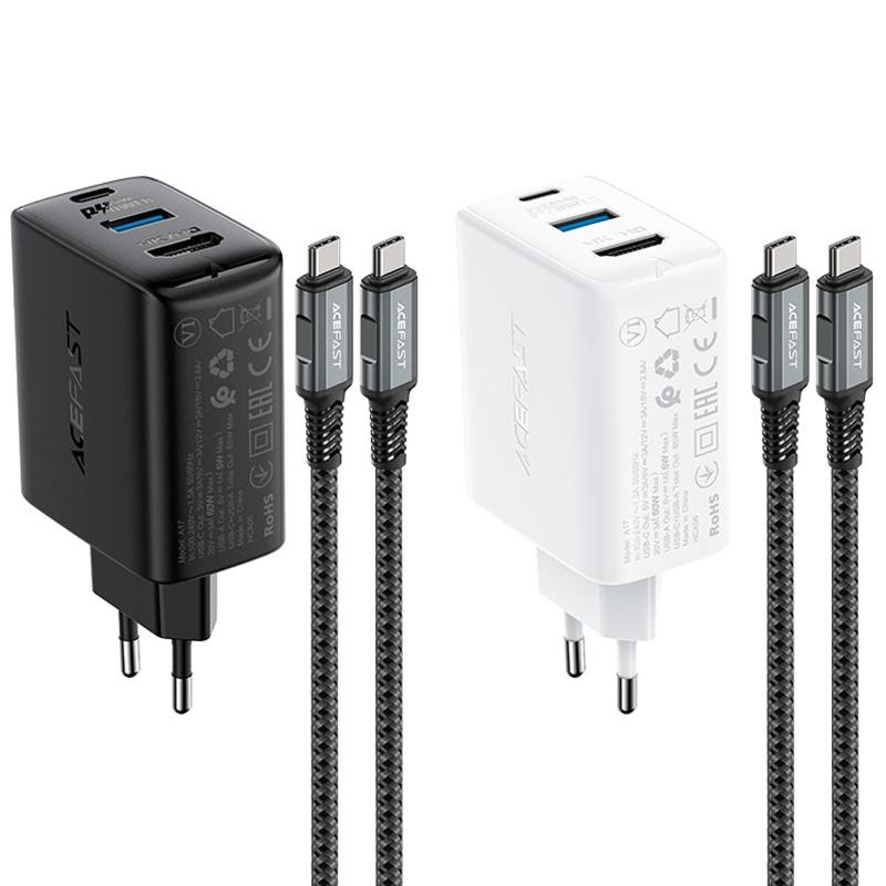 Купити МЗП Acefast A17 PD65W GaN (1USB-A/1C/1HDMI) + кабель Type-C to Type-C