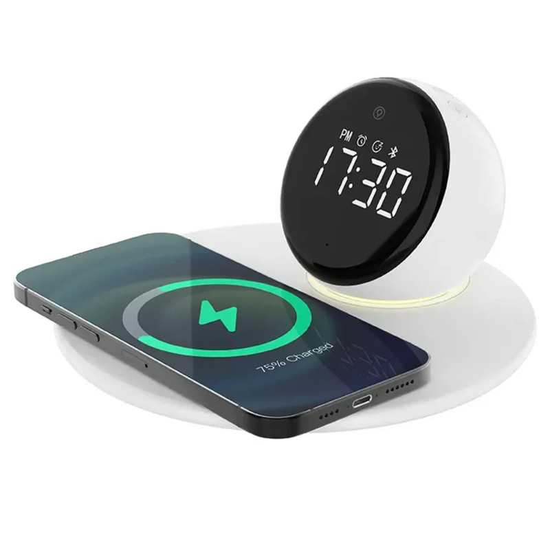 Купити БЗП WIWU Wi-W017 15W Wireless Charger+Digital Alarm+Bluetooth Speaker