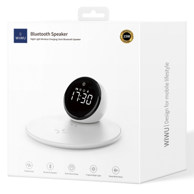 Купити БЗП WIWU Wi-W017 15W Wireless Charger+Digital Alarm+Bluetooth Speaker
