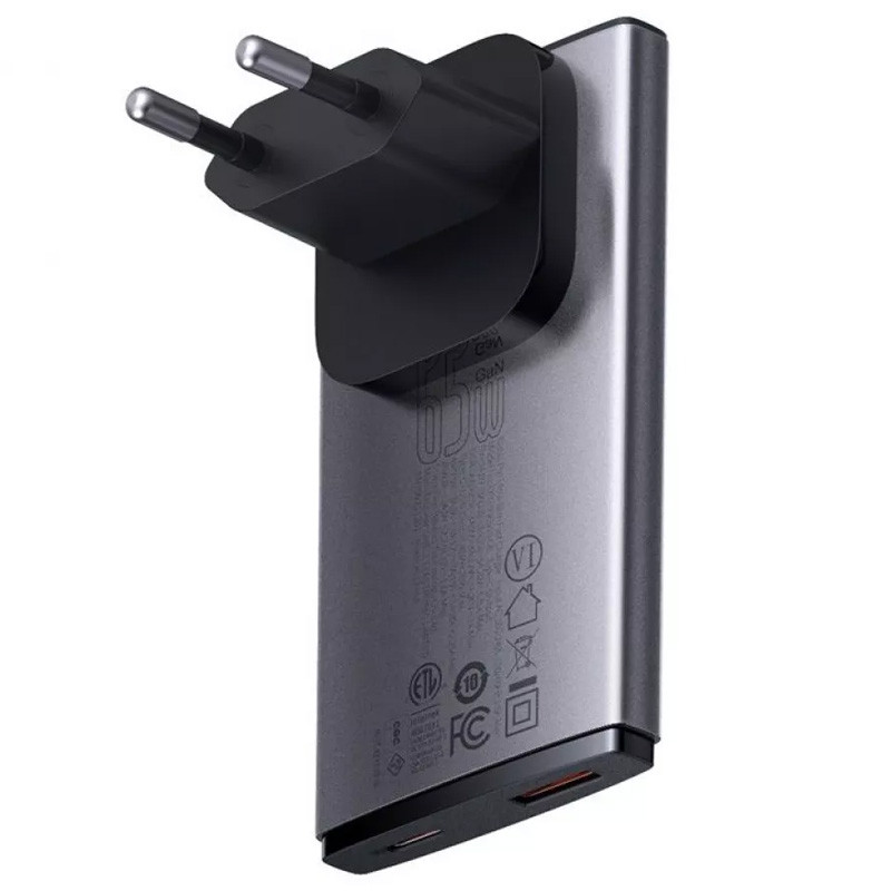 Купити МЗП Baseus GaN5 Pro Ultra-Slim PD65W+QC3.0 (1USB-A/1C) + кабель Type-C to Type-C (CCGP15011)