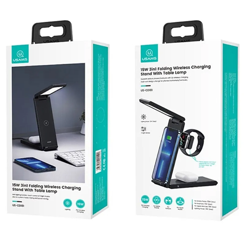 Купити БЗП Usams US-CD181 15W 3in1 with Table Lamp