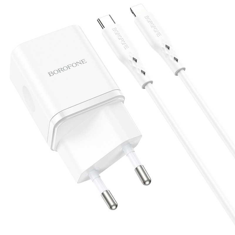 Купити МЗП Borofone BN7 PD20W+QC3.0 (1USB-A/1C) + кабель Type-C to Lightning