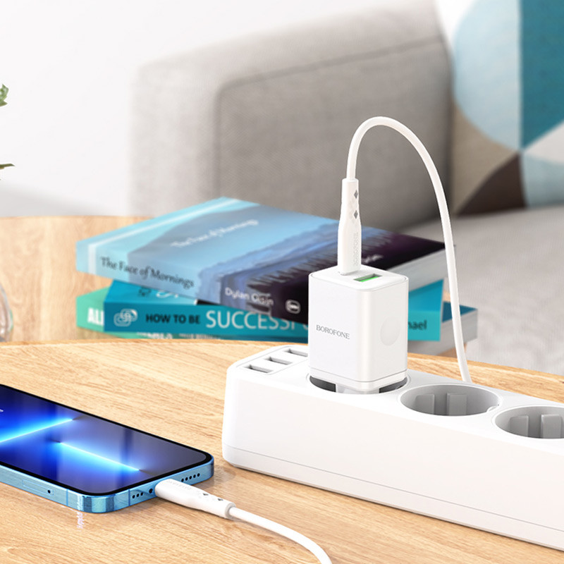 Купити МЗП Borofone BN7 PD20W+QC3.0 (1USB-A/1C) + кабель Type-C to Lightning