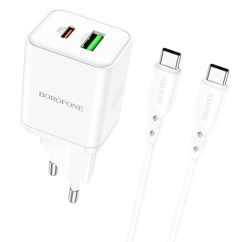 Купити МЗП Borofone BN7 PD20W+QC3.0 (1USB-A/1C) + кабель Type-C to Type-C