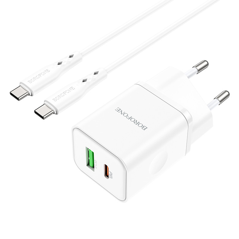 Купити МЗП Borofone BN7 PD20W+QC3.0 (1USB-A/1C) + кабель Type-C to Type-C