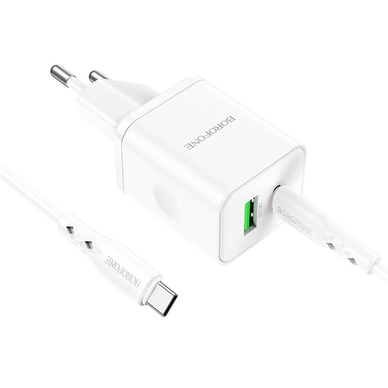 Купити МЗП Borofone BN7 PD20W+QC3.0 (1USB-A/1C) + кабель Type-C to Type-C