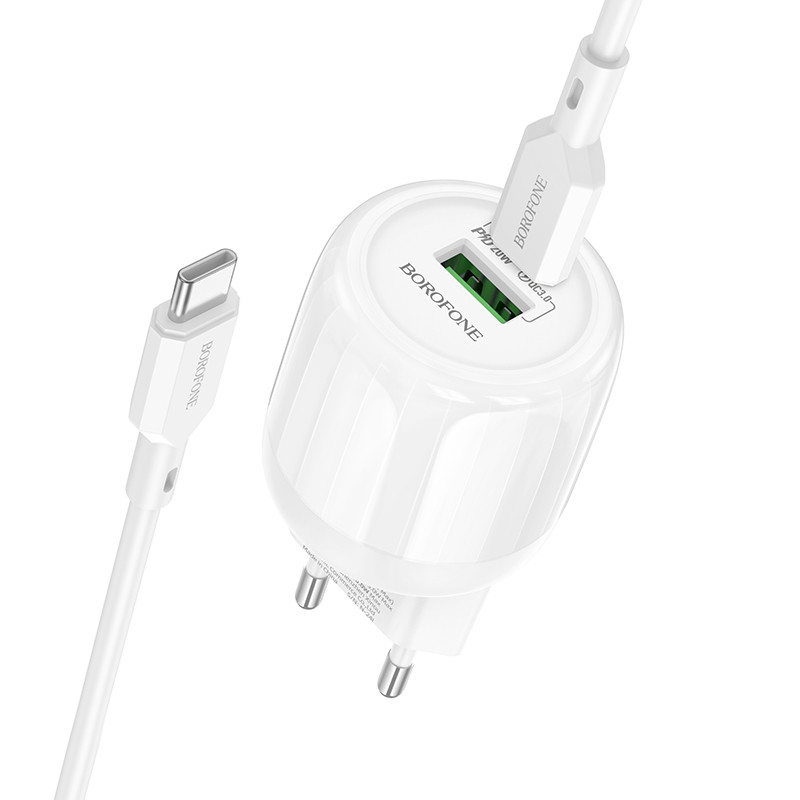 Купити МЗП Borofone BA93A Lustrous PD20W+QC3.0 (1USB-A/1C) + кабель Type-C to Type-C