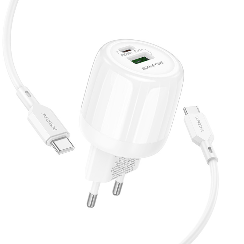 Купити МЗП Borofone BA93A Lustrous PD20W+QC3.0 (1USB-A/1C) + кабель Type-C to Type-C