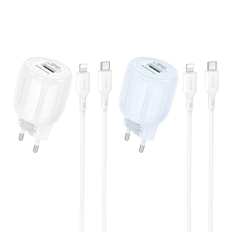 Купити МЗП Borofone BA94A Lustrous PD30W+QC3.0 (1USB-A/1C) + кабель Type-C to Lightning
