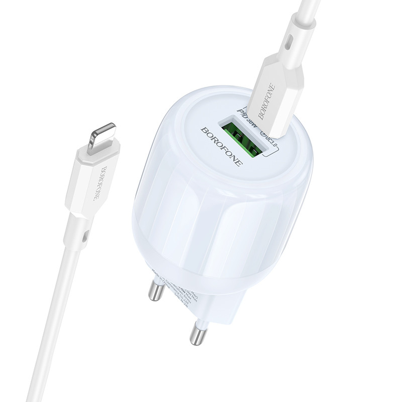 Купити МЗП Borofone BA94A Lustrous PD30W+QC3.0 (1USB-A/1C) + кабель Type-C to Lightning