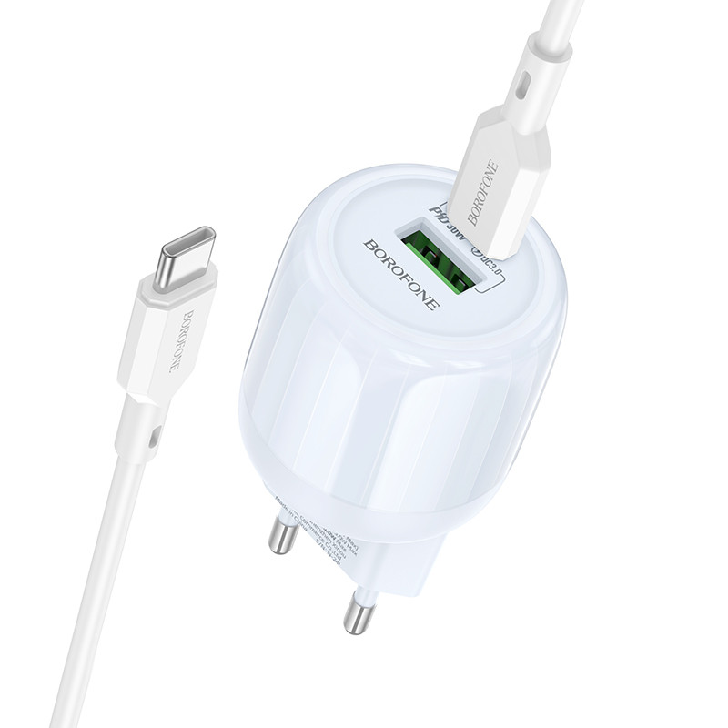 Купити МЗП Borofone BA94A Lustrous PD30W+QC3.0 (1USB-A/1C) + кабель Type-C to Type-C