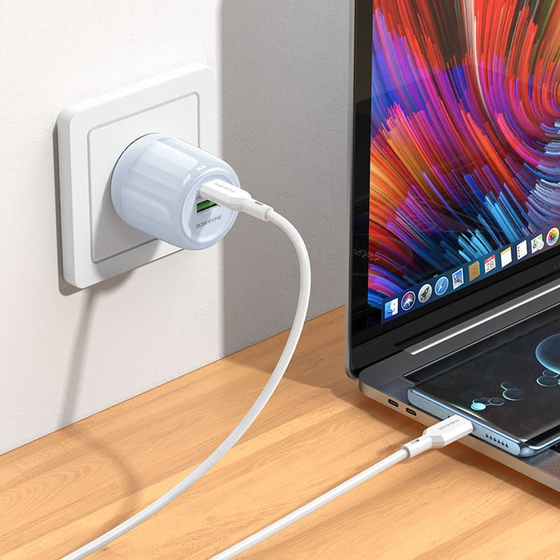 Купити МЗП Borofone BA94A Lustrous PD30W+QC3.0 (1USB-A/1C) + кабель Type-C to Type-C