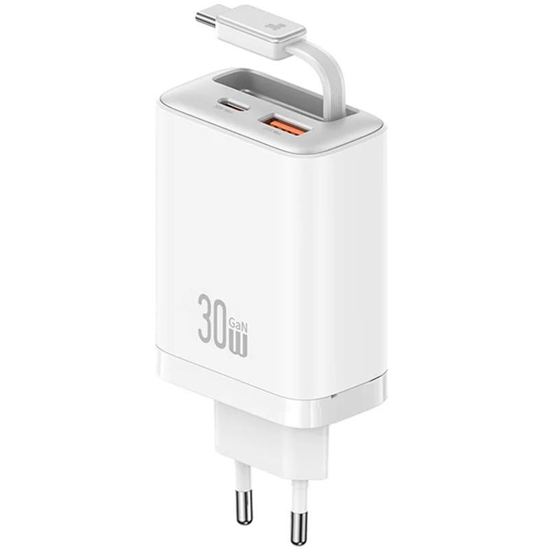 Купити МЗП Usams US-CC296 GaN With Retractable Type-C Cable Xiang Ser. 30W (1USB-A/1C)