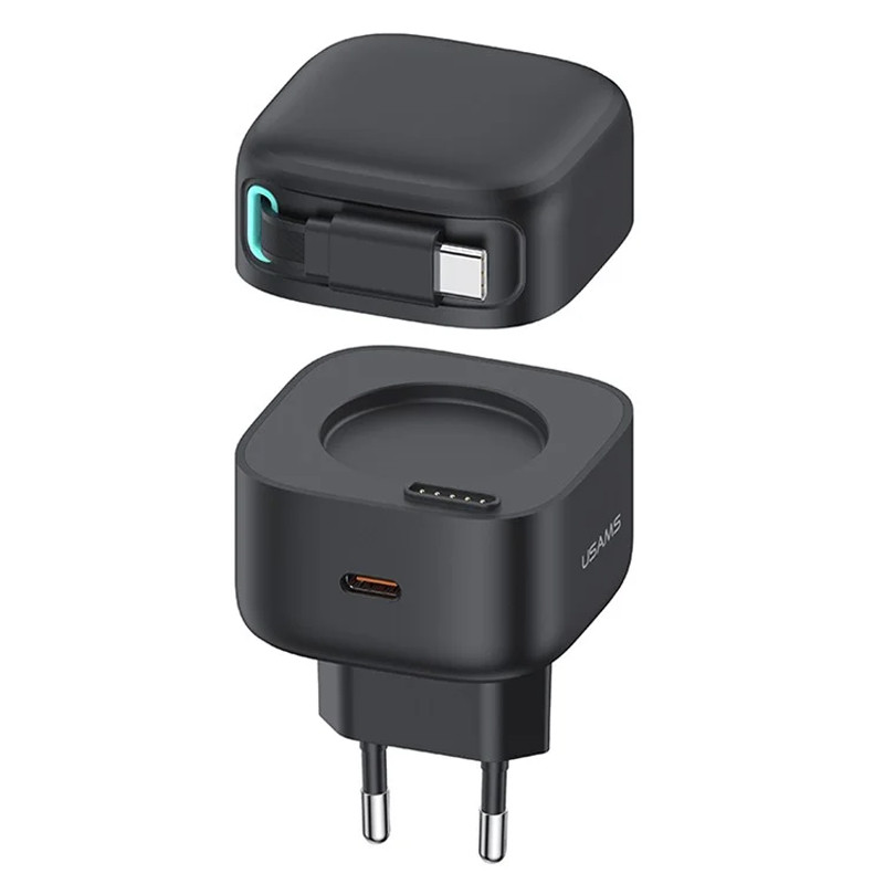 МЗП Usams US-CC202 GaN With Type-C Magnetic Retractable Cable Module XMF Ser. 35W (2USB-C)