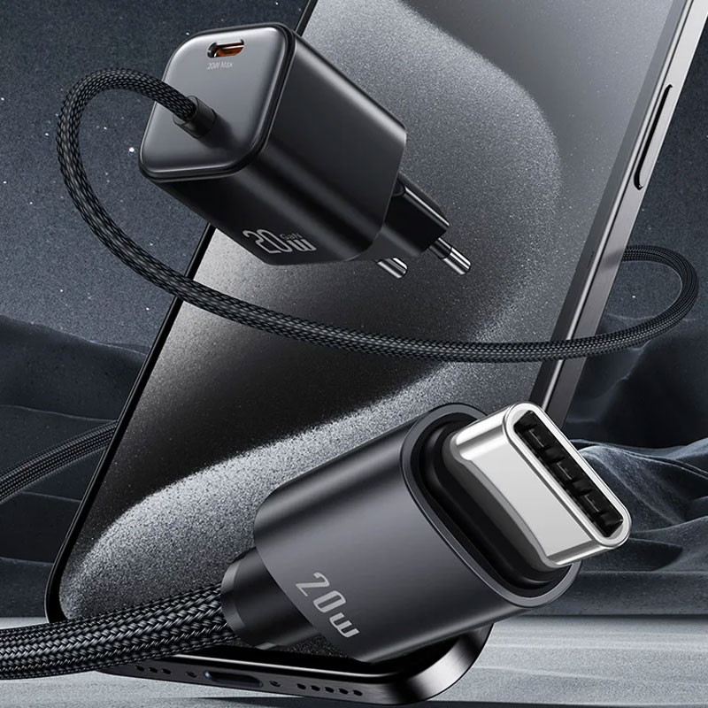 Купити МЗП Usams US-CC261 GaN JC Ser. 20W (2USB-C) + кабель Type-C to Type-C