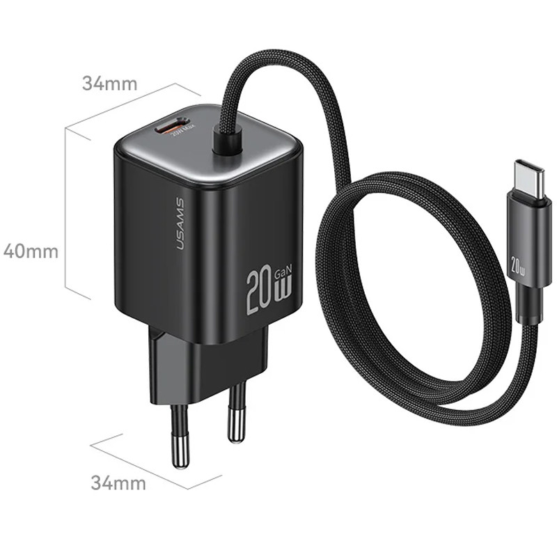 Купити МЗП Usams US-CC261 GaN JC Ser. 20W (2USB-C) + кабель Type-C to Type-C