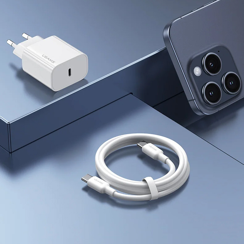 Купити МЗП Usams US-CC226 Kit-Yi Ser. 20W (1USB-C) + кабель Type-C to Type-C