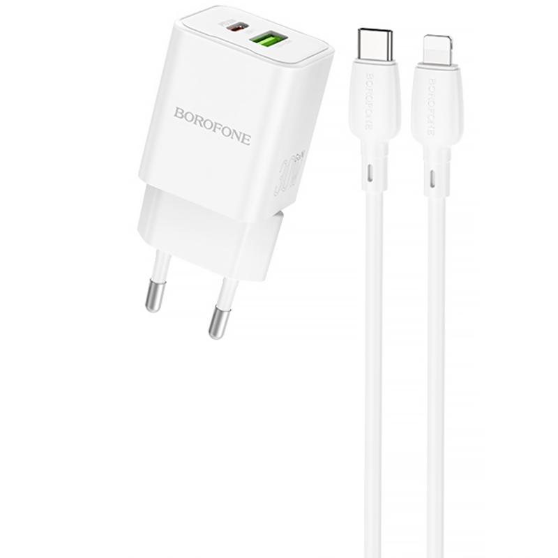 Купити МЗП Borofone BN14 Royal PD30W+QC3.0 (1USB-A/1C) + кабель Type-C to Lightning