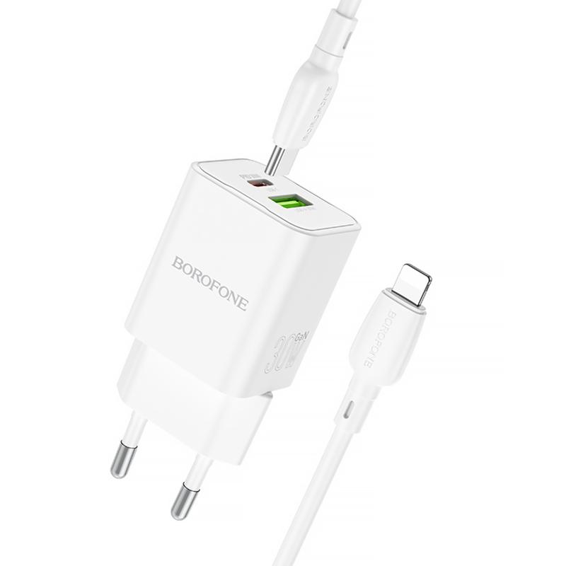 Купити МЗП Borofone BN14 Royal PD30W+QC3.0 (1USB-A/1C) + кабель Type-C to Lightning