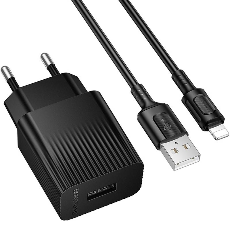 Купити МЗП Borofone BAS71A Source 10.5W (1USB-A) + кабель USB to Lightning