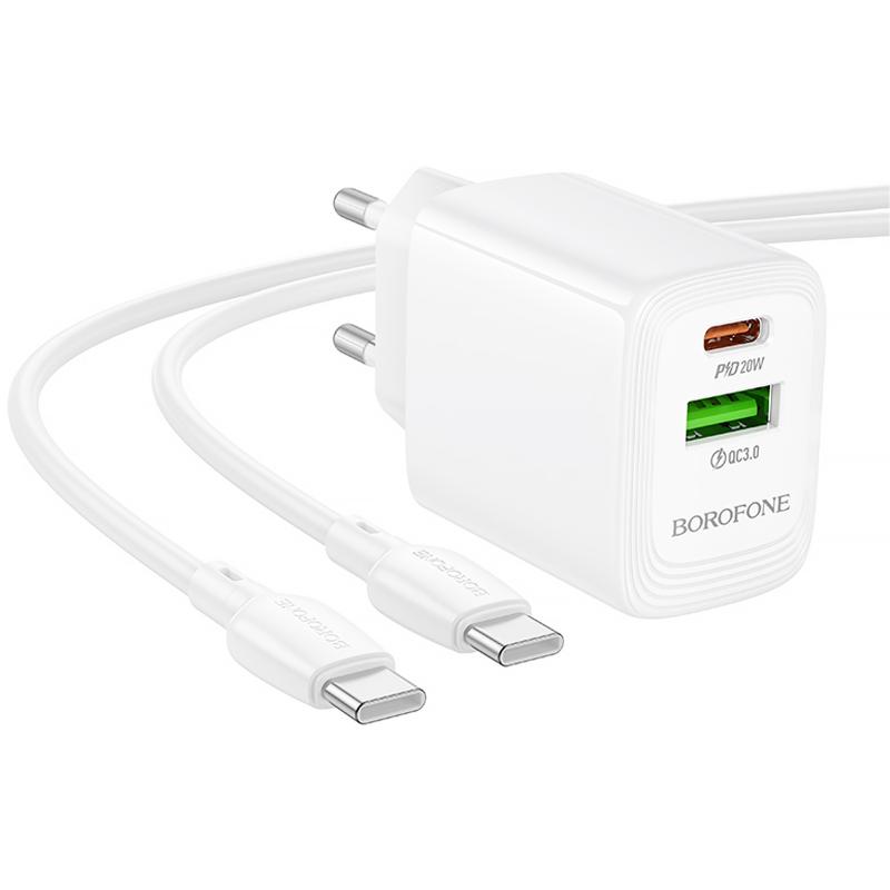 Купити МЗП Borofone BN27 Fuente PD20W+QC3.0 (1USB-A/1C) + кабель Type-C to Type-C