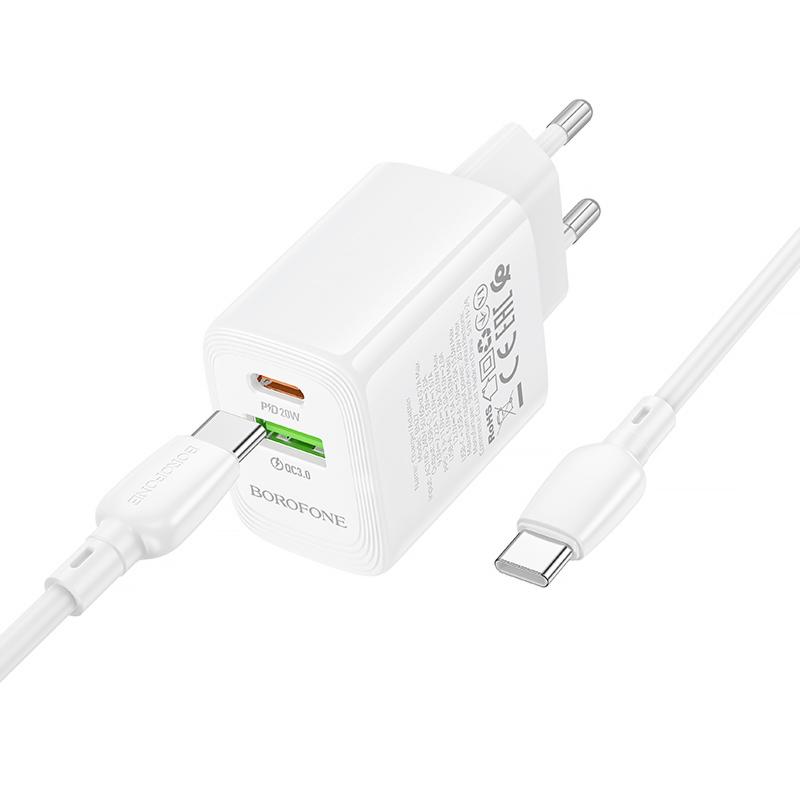 Купити МЗП Borofone BN27 Fuente PD20W+QC3.0 (1USB-A/1C) + кабель Type-C to Type-C