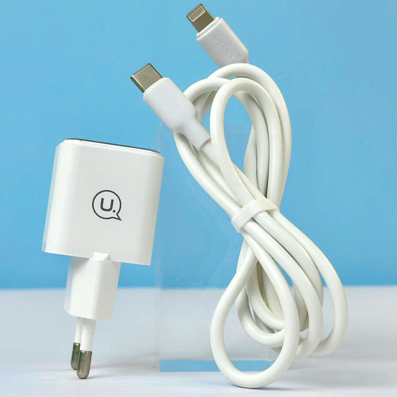 Купити МЗП Usams US-CC186 PD30W (1USB-C) + кабель Type-C to Lightning
