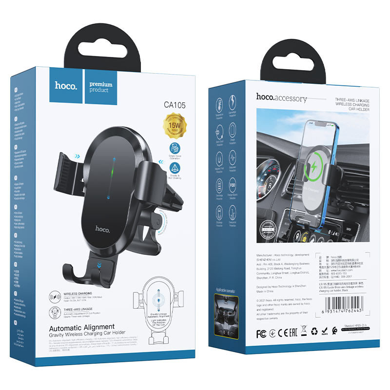 Купити Автотримач з БЗП Hoco CA105 Guide 15W (air outlet)