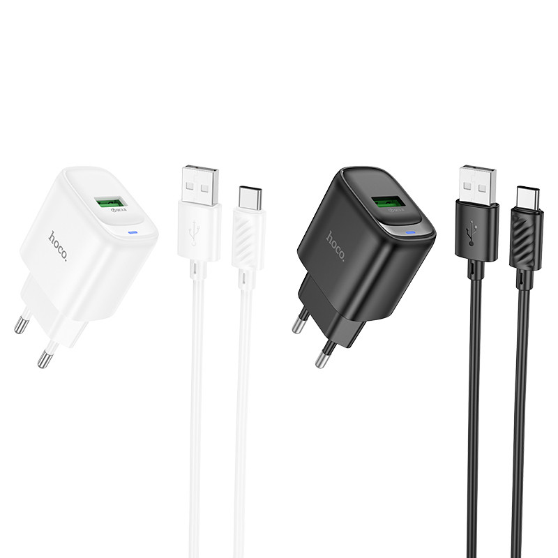 Купити МЗП Hoco C140A Smart QC3.0 18W (1USB-A) + кабель USB to Type-C