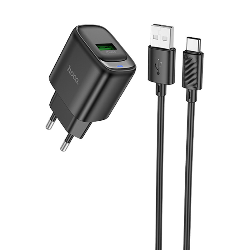Купити МЗП Hoco C140A Smart QC3.0 18W (1USB-A) + кабель USB to Type-C