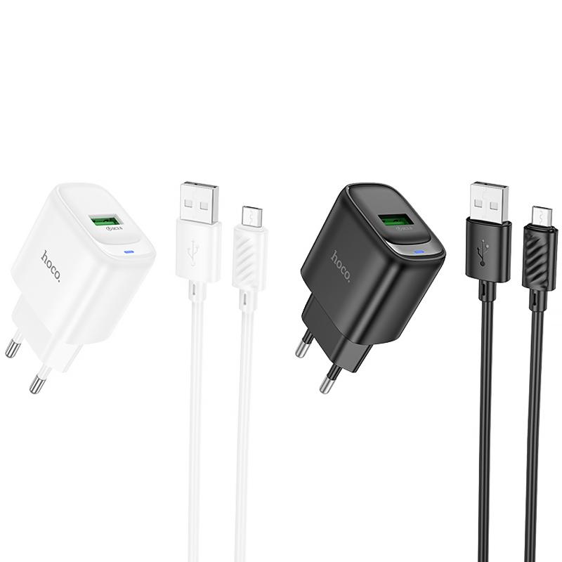 Купити МЗП Hoco C140A Smart QC3.0 18W (1USB-A) + кабель USB to MicroUSB