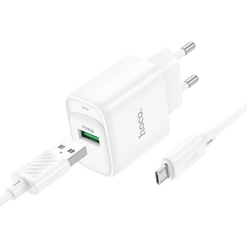 Купити МЗП Hoco C140A Smart QC3.0 18W (1USB-A) + кабель USB to MicroUSB