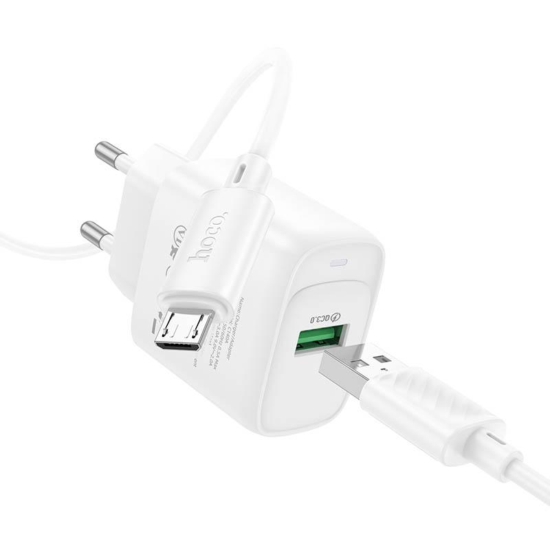 Купити МЗП Hoco C140A Smart QC3.0 18W (1USB-A) + кабель USB to MicroUSB