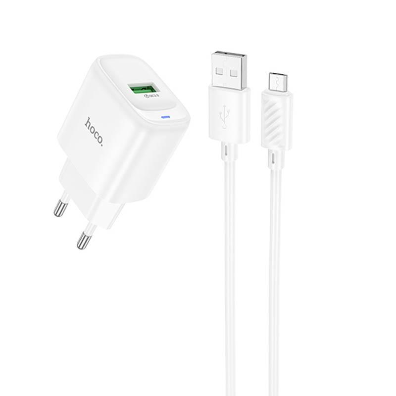 Купити МЗП Hoco C140A Smart QC3.0 18W (1USB-A) + кабель USB to MicroUSB