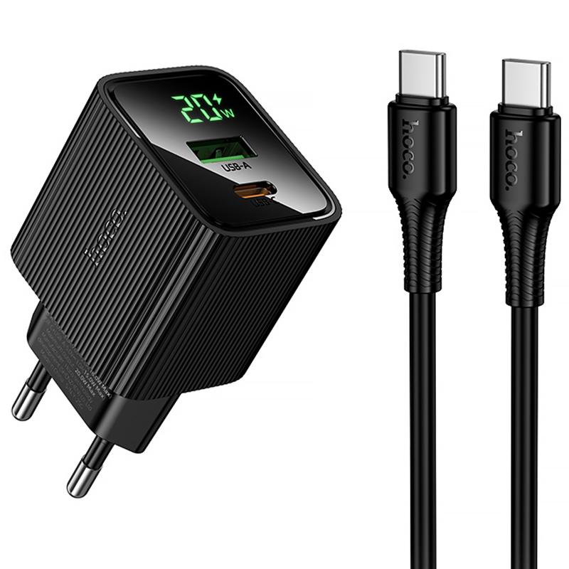 Купити МЗП Hoco CS83A Excellent with digital display PD20W+QC3.0 (1USB-A/1C) + кабель Type-C to Type-C