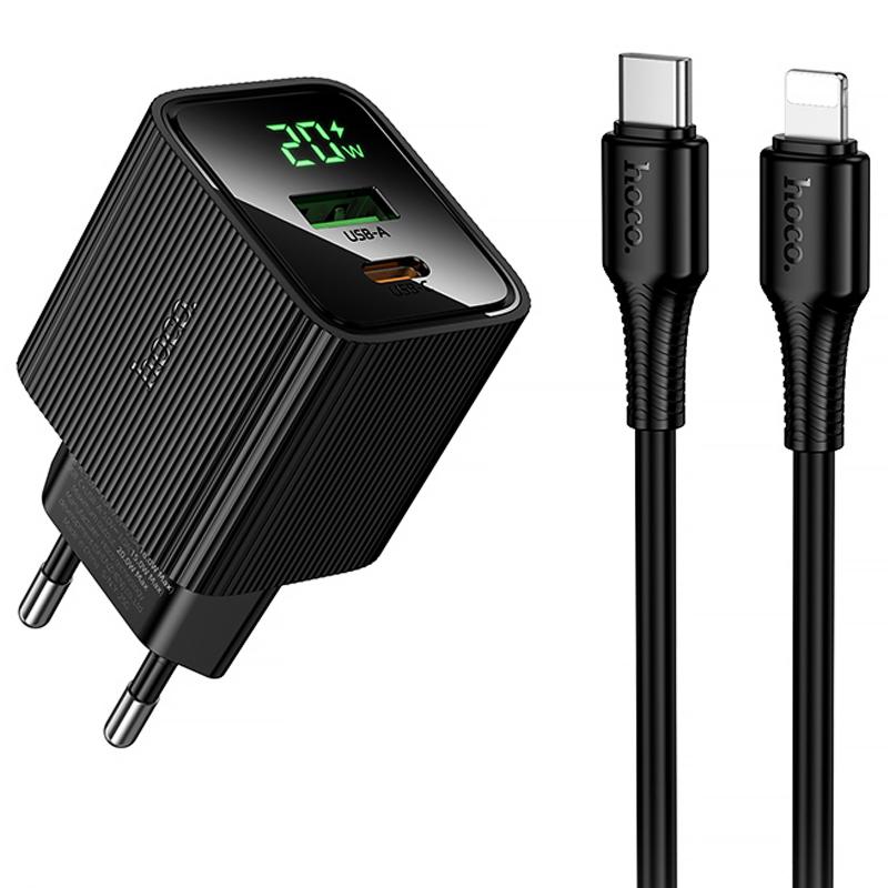 Купити МЗП Hoco CS83A Excellent with digital display PD20W+QC3.0 (1USB-A/1C) + кабель Type-C to Lightning
