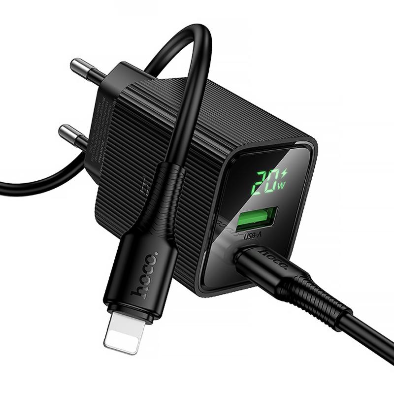 Купити МЗП Hoco CS83A Excellent with digital display PD20W+QC3.0 (1USB-A/1C) + кабель Type-C to Lightning