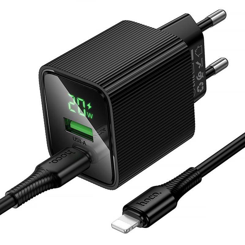 Купити МЗП Hoco CS83A Excellent with digital display PD20W+QC3.0 (1USB-A/1C) + кабель Type-C to Lightning