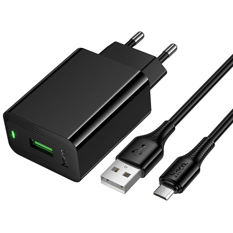 Купити МЗП Hoco CS92A Leader QC3.0 18W (1USB-A) + кабель USB to MicroUSB