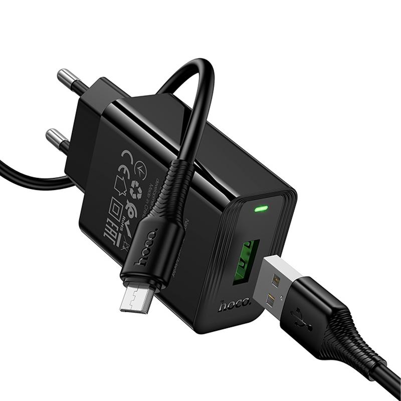 Купити МЗП Hoco CS92A Leader QC3.0 18W (1USB-A) + кабель USB to MicroUSB