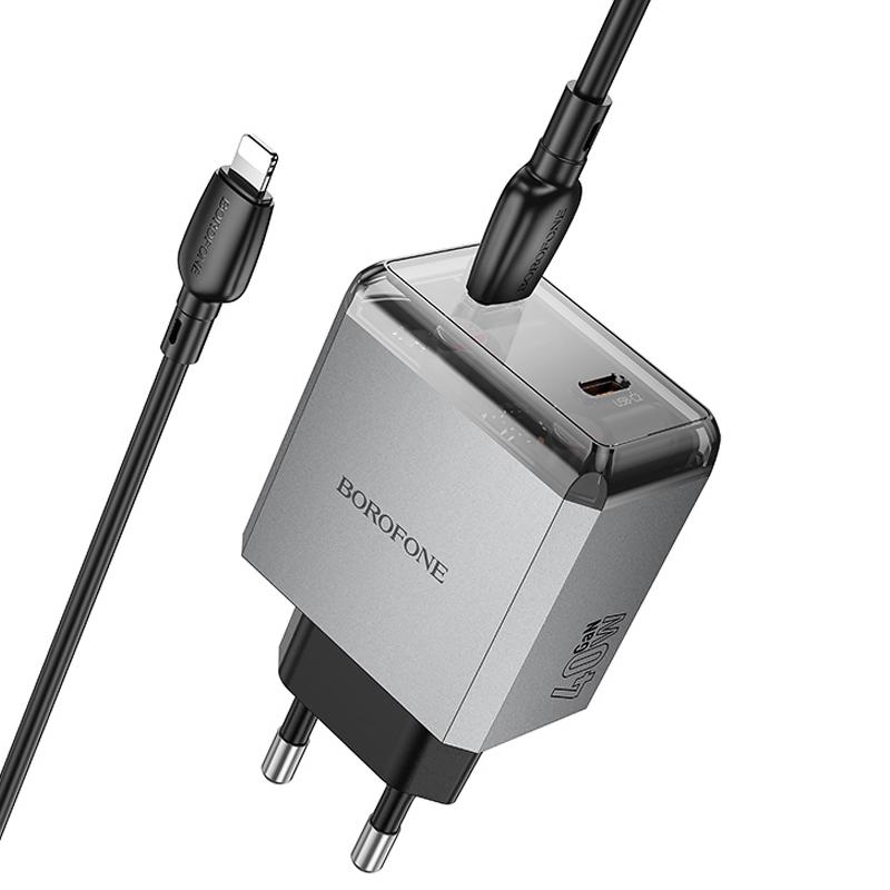 Купити МЗП Borofone BN21 Lena PD40W+QC3.0 (2USB-C) + кабель Type-C to Lightning