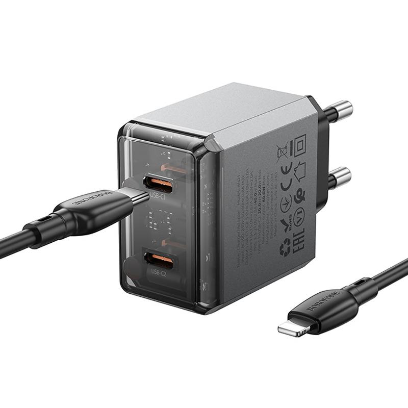 Купити МЗП Borofone BN21 Lena PD40W+QC3.0 (2USB-C) + кабель Type-C to Lightning